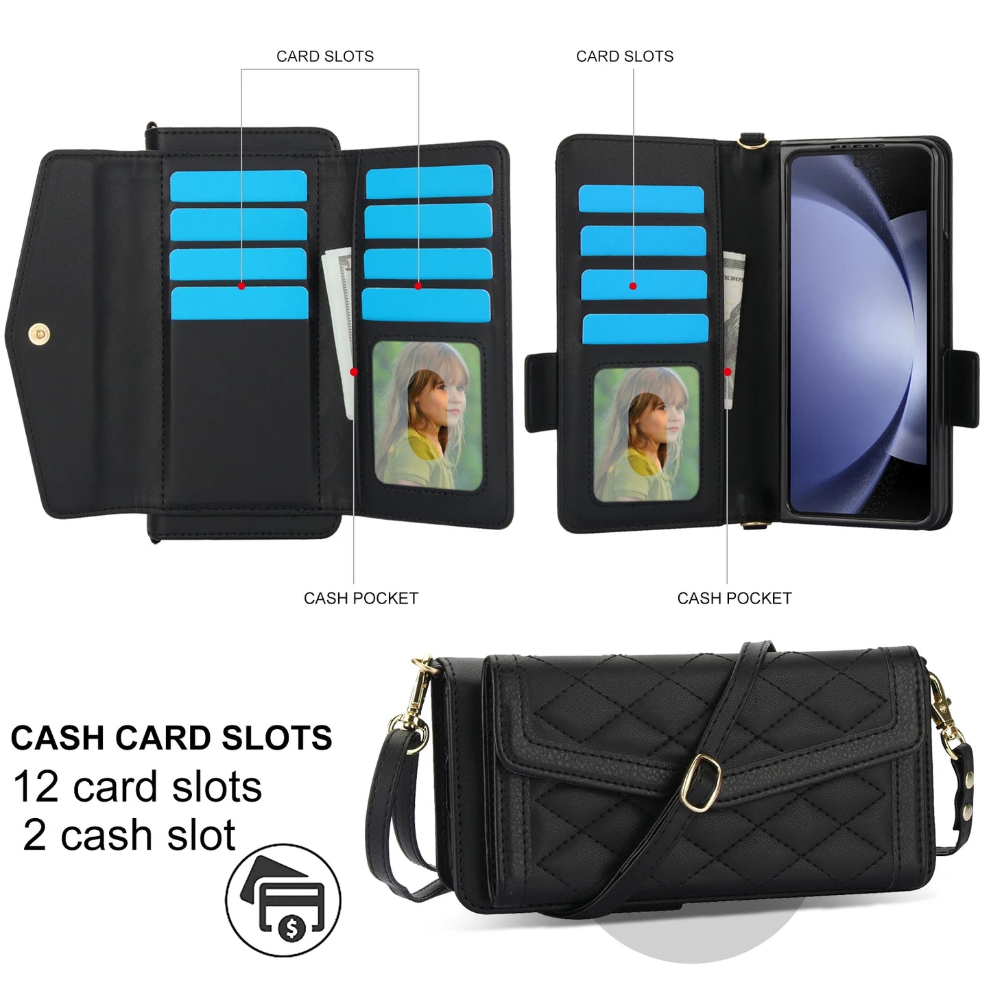 Luxury Card Slot Phone Holder Leather Case for Samsung Galaxy Z Fold Series