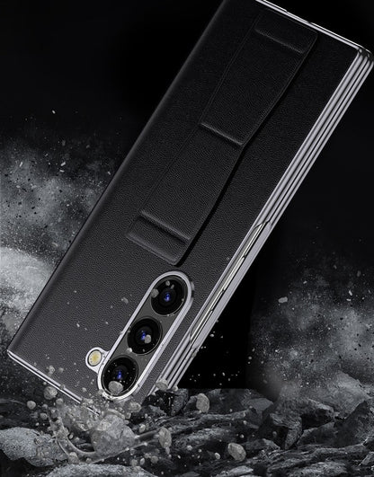 EliteShield Z Fold 6, 5 Leather Wrist Strap Case
