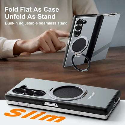 FlexSpin Z Fold – 360° Leather MagSafe Case with Kickstand & Ring