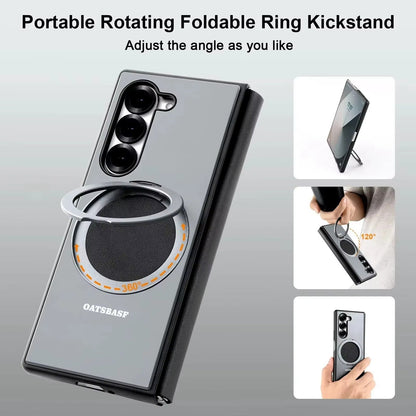 FlexSpin Z Fold – 360° Leather MagSafe Case with Kickstand & Ring