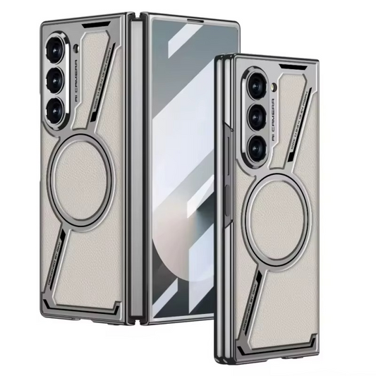 Luxury Electroplating Leather Magnetic Phone Case for Samsung Z Fold Series