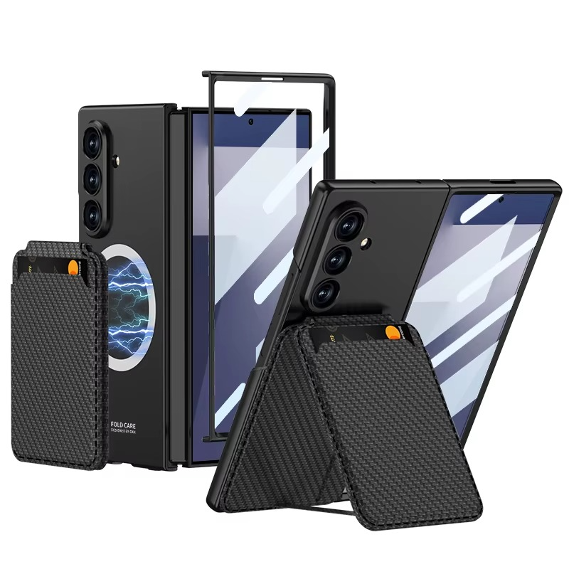 Magnetic Strap Card Holder, Wireless Charging Compatible, Anti-Slip Shockproof Leather
