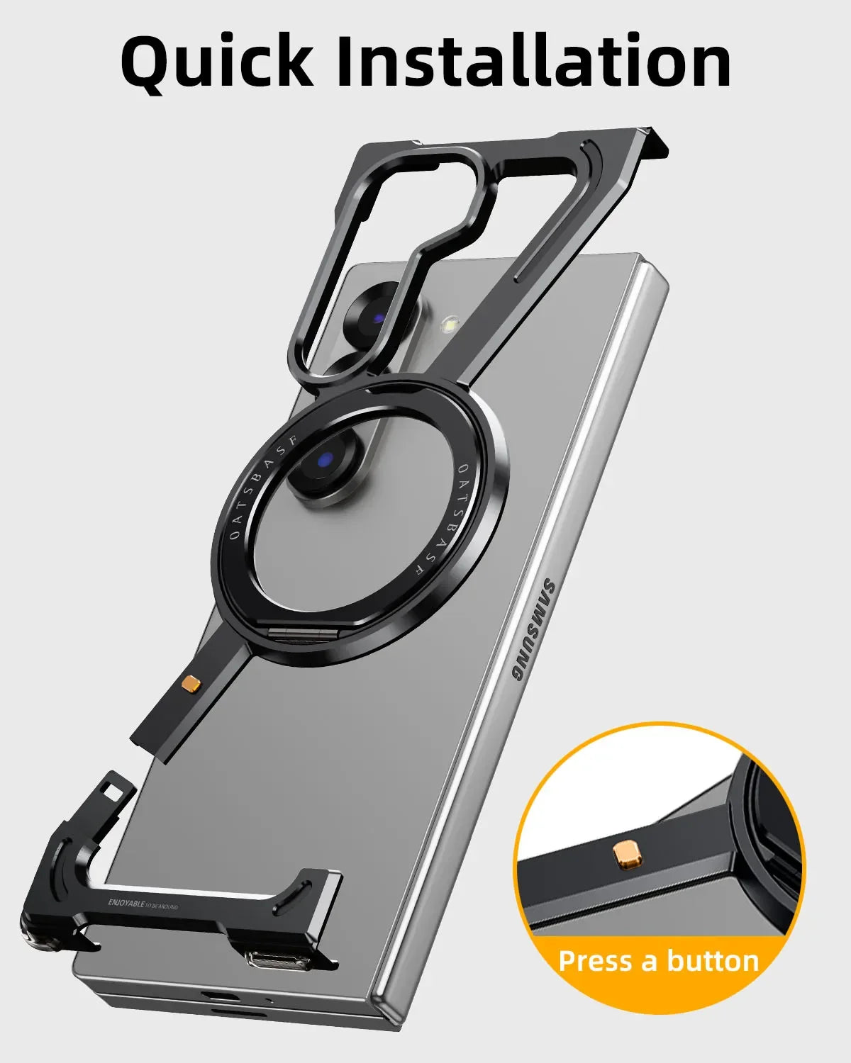 Ultra-Slim Metal Bumper 360° Rotatable Stand & Magnetic Grip - Z Fold 6, 5