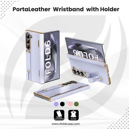 PortaLeather Z Fold 6, 5, 4 Kickstand Hinge Wristband Case