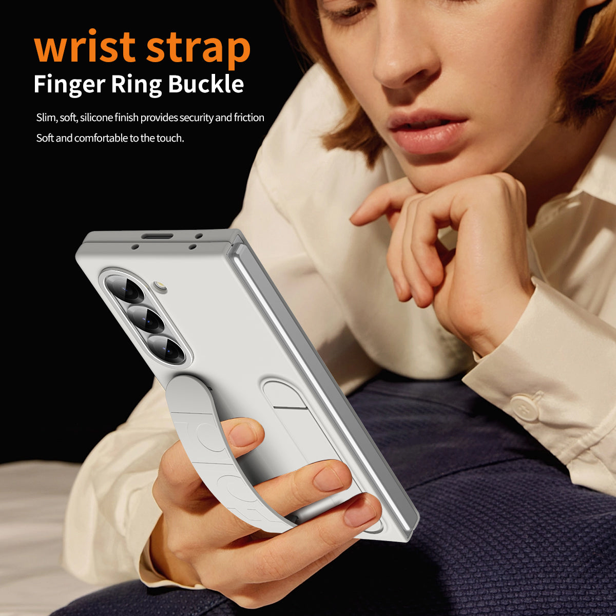 SilkGuard Z Fold 6, 5 and 4 Elastic Strap,  Kickstand Case