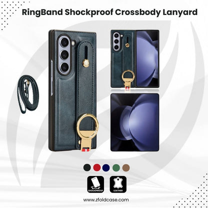RingBand Z Fold 6, 5, 4 Shockproof Crossbody Lanyard leather