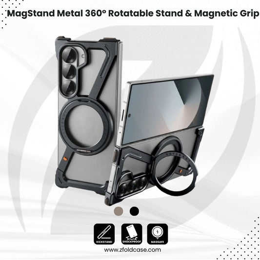 Ultra-Slim Metal Bumper 360° Rotatable Stand & Magnetic Grip - Z Fold 6, 5