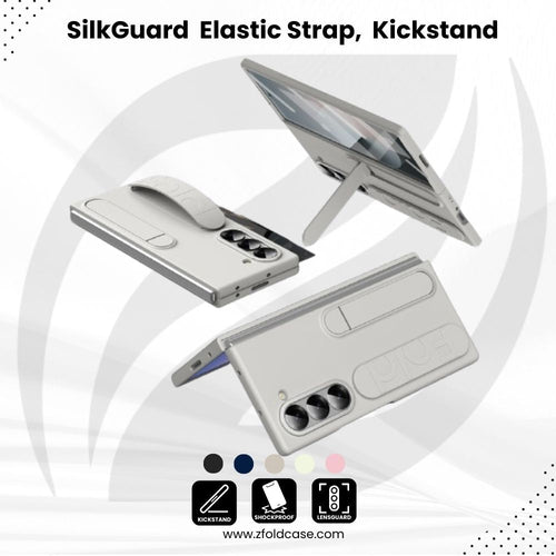 SilkGuard Z Fold 6, 5 and 4 Elastic Strap,  Kickstand Case
