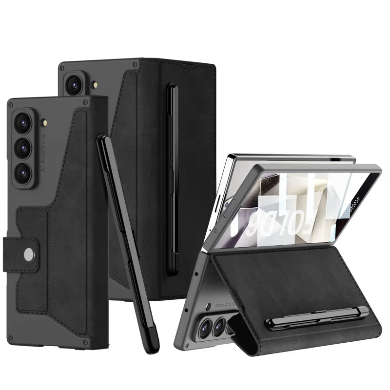 Luxury Flip Leather with Pen Holder for Z Fold Series
