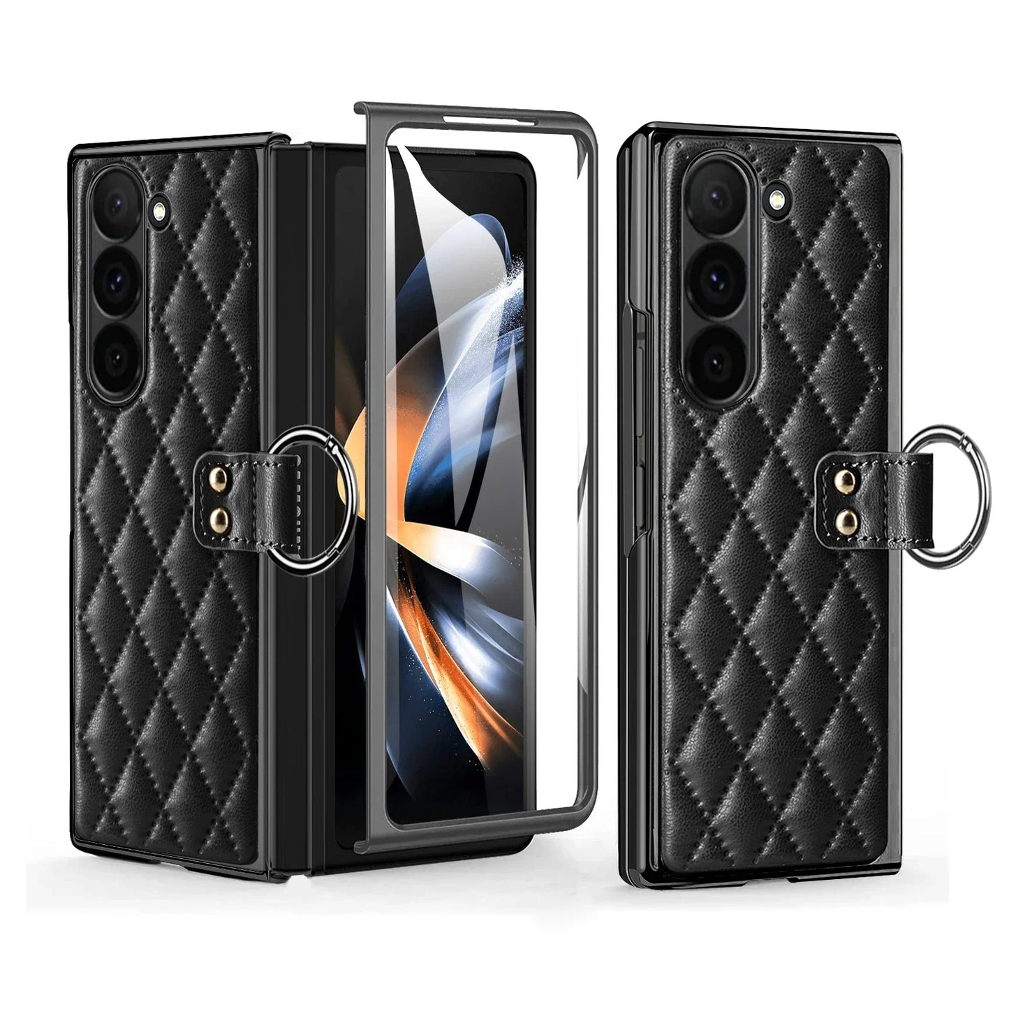 Luxury Fragrant Ring Leather Bracker For Z Fold Series