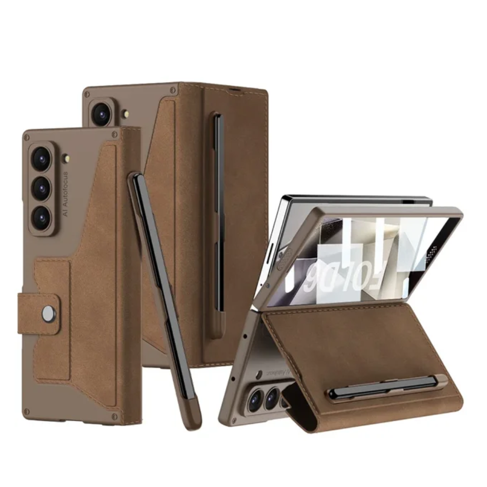Armor Z Fold 7, 6, 5, 4 Wallet, Pen slot, Leather Case