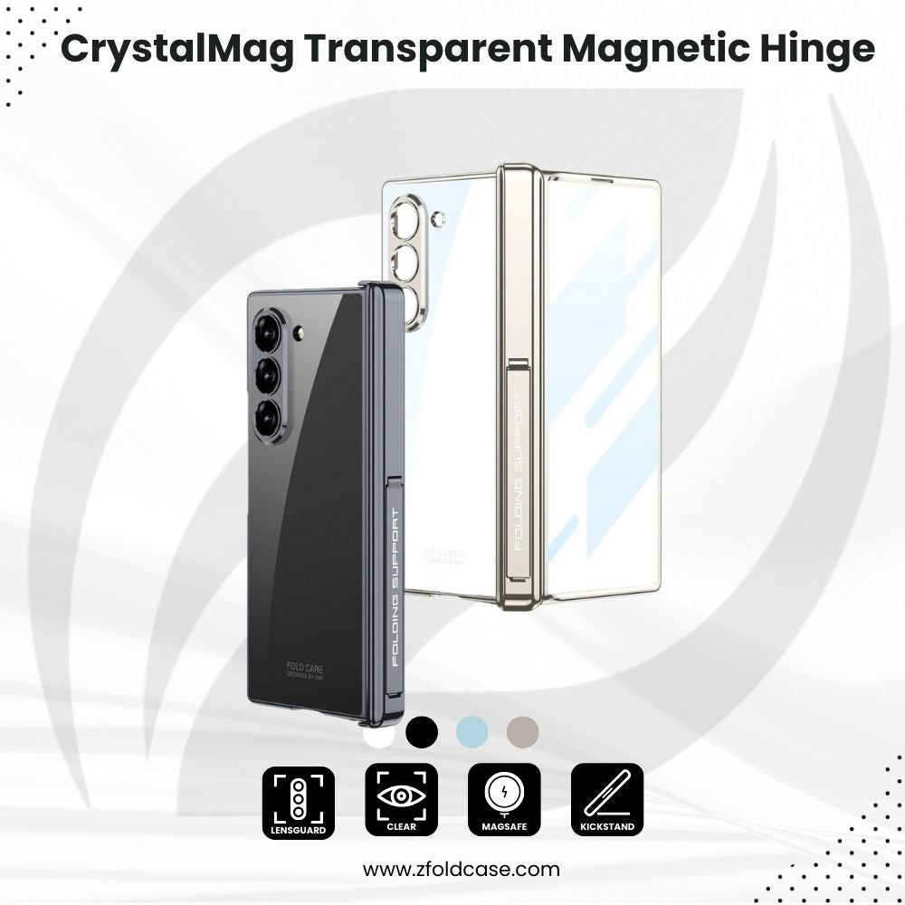 CrystalMag Z Fold 6 Transparent Magnetic Hinge Case