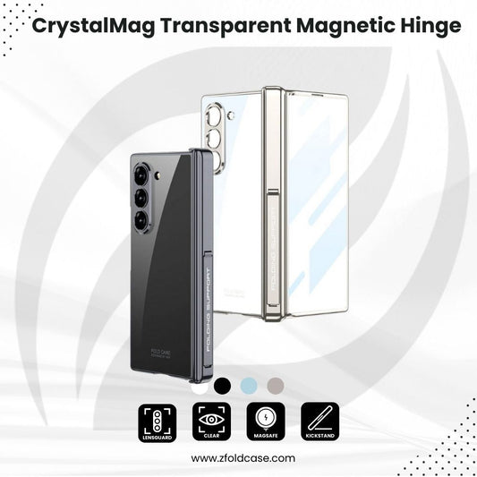 CrystalMag Z Fold 6 Transparent Magnetic Hinge Case