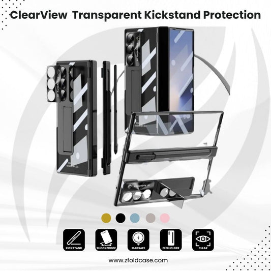 ClearView Z Fold – Transparent Kickstand Case with Full Protection