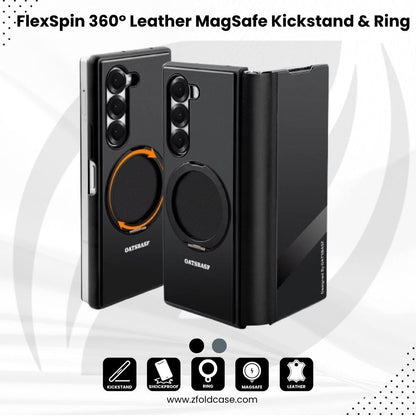 FlexSpin Z Fold – 360° Leather MagSafe Case with Kickstand & Ring