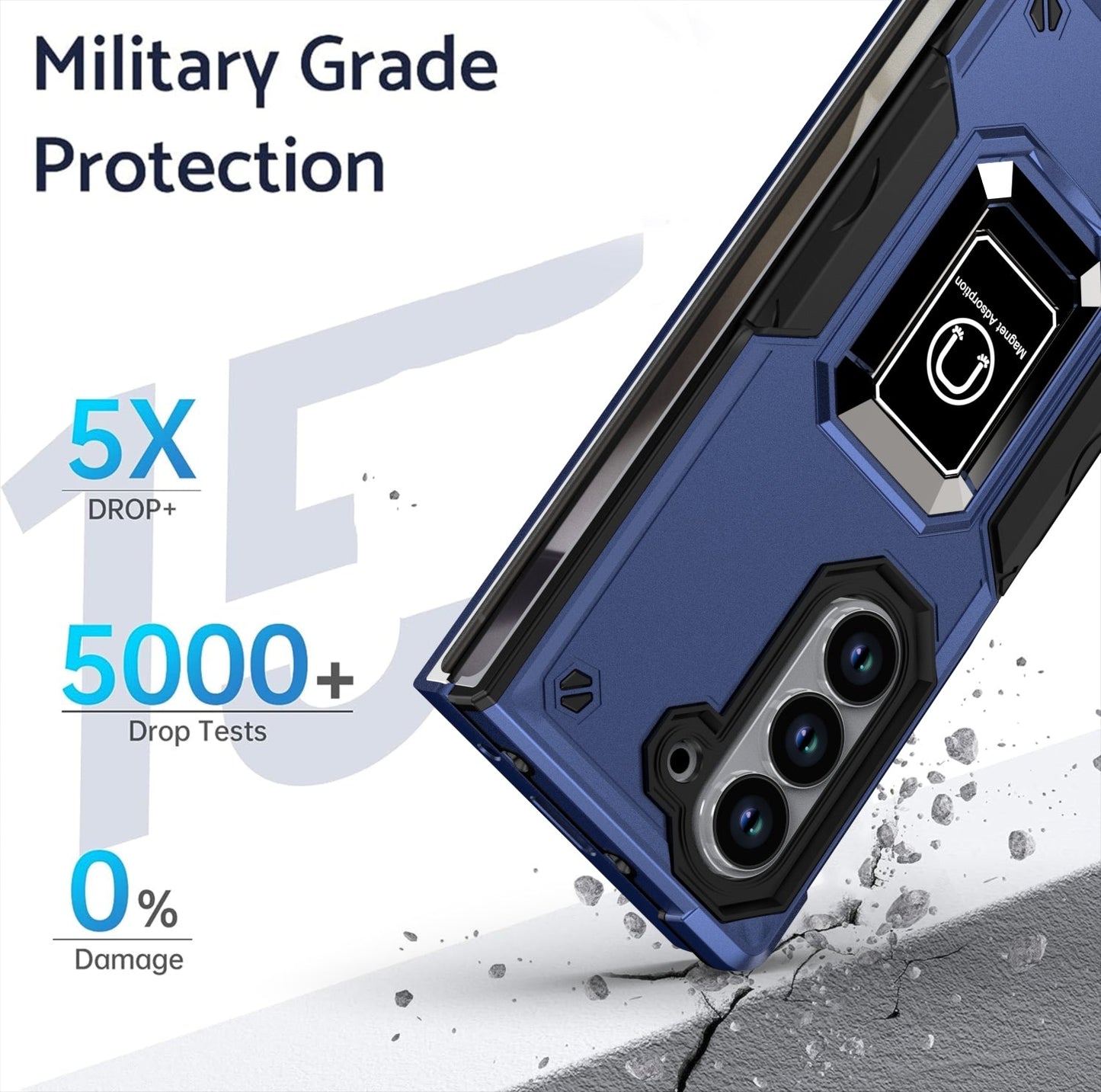 IronShield Z Fold 6, 5, 4 Shockproof Metal Ring Case