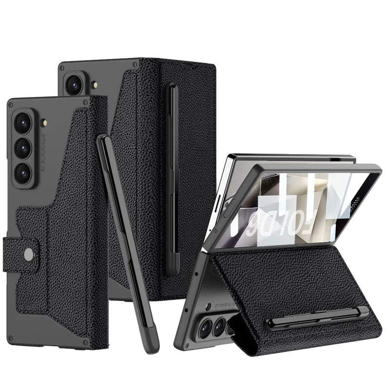 Luxury Flip Leather with Pen Holder for Z Fold Series