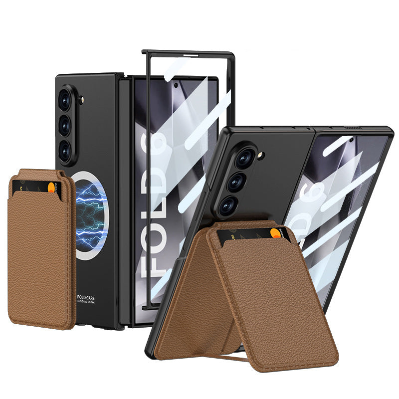 Ultra-Thin MagSafe Leather Wallet Case with Kickstand & Screen Film Z Fold 6