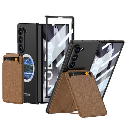 Ultra-Thin MagSafe Leather Wallet Case with Kickstand & Screen Film Z Fold 6