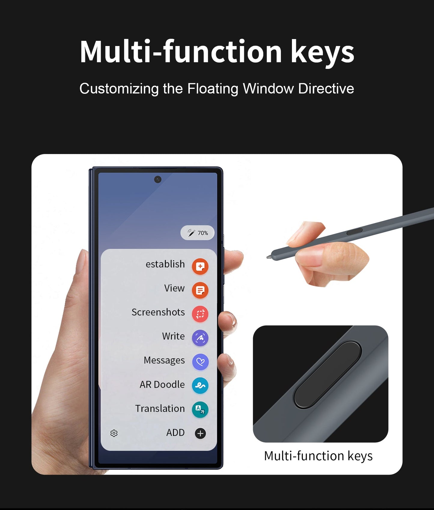 SlimTouch Electromagnetic S Pen with Adhesive Pen Slot for Z Fold 7/6/5/4