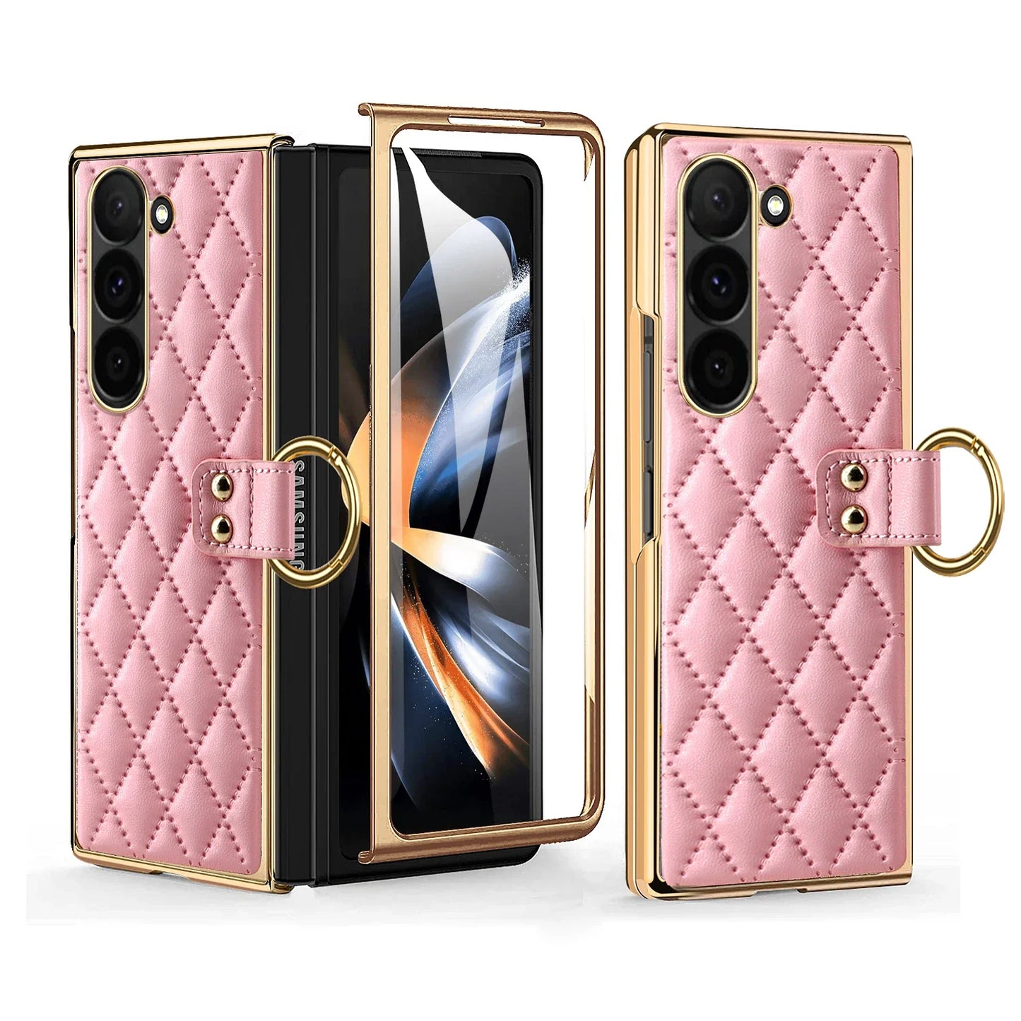 Luxury Fragrant Ring Leather Bracker For Z Fold Series