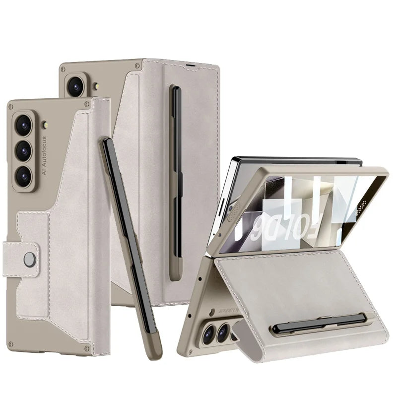 Luxury Flip Leather with Pen Holder for Z Fold Series